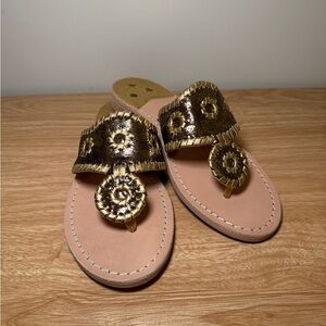 Jack Rogers Metallic Gold Women's Sandals $30 Size 6